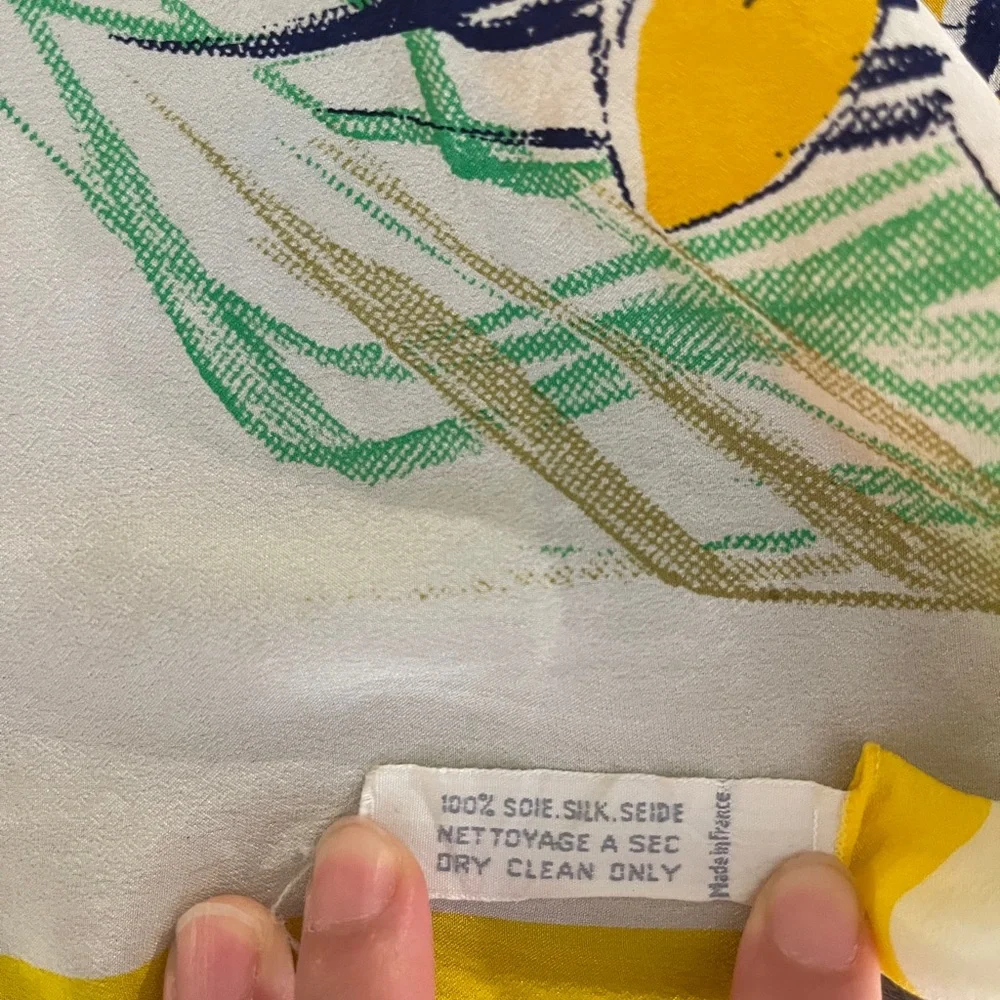 Dior Floral Print Scarf in Yellow and Green